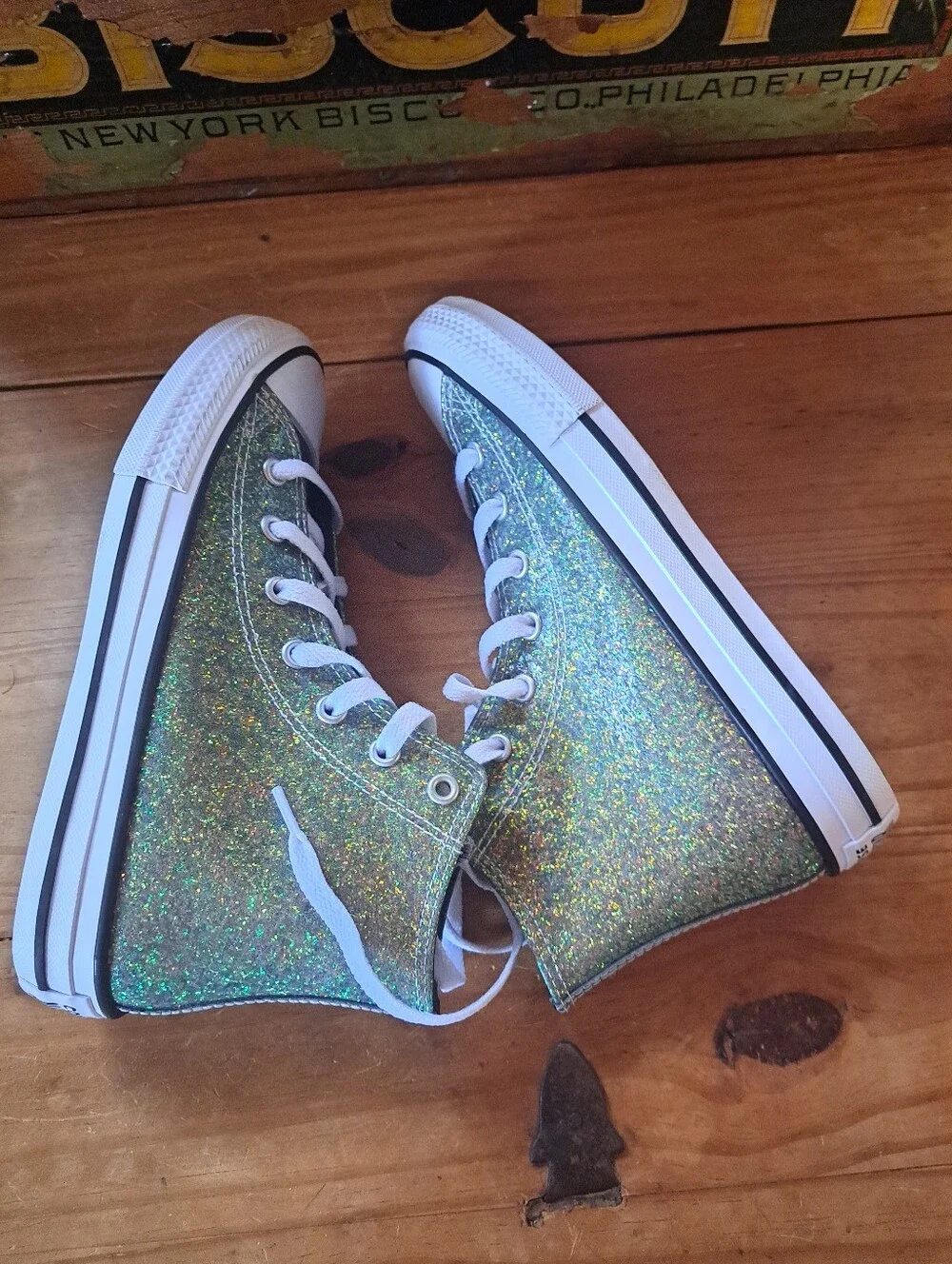 Converse Chuck Taylor All Star Winter Glitter High Top Sneakers Kids SZ 4 672097